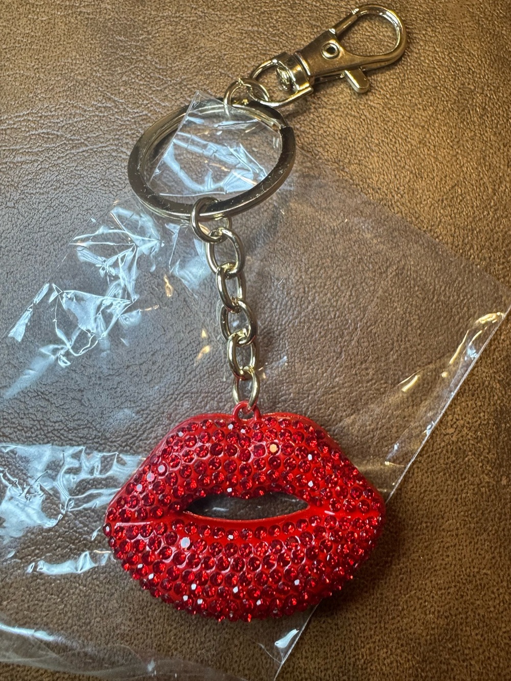 NWT Red Rhinestone Lips Bag Charm